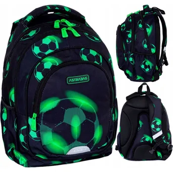 Školní batoh Školní batoh vícekomorový AstraBag černý, zelený 20 l Fotbal