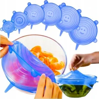 Dóza na potraviny UNIVERZÁLNÍ SILIKONOVÁ VÍČKA NA POTRAVINY 6 KS - UZAVÍRATELNÁ VÍČKA NA NÁDOBY