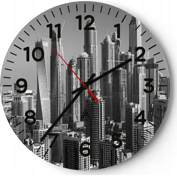 Hodiny Kuchyňské nástěnné hodiny 30x30 Architektura Moderní skleněné hodiny Tiché