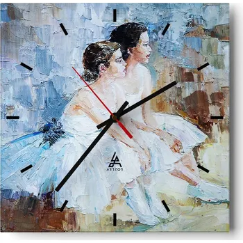 Hodiny Nástěnné hodiny do kuchyně 30x30 Baletka Stylové hodiny na skle Loft Tiché