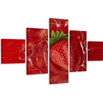 Obraz Obraz Polyptych OVOCE Jahoda 3D Dekorace 150x90