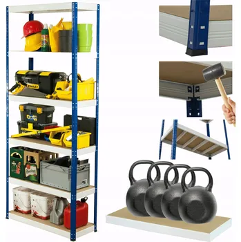 Dílenský regál Kovový regál, skladový regál do garáže HELIOS HNW 213x075x30, 6 polic, nosnost 400 kg na polici