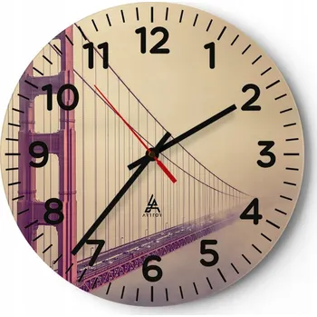 Hodiny Nástěnné hodiny do obýváku 40x40 Krajina Kulatý Skleněné hodiny Loft Tiché