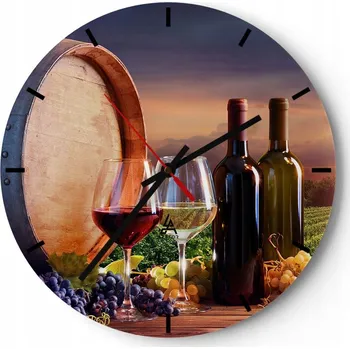 Hodiny Velké nástěnné hodiny 40x40 Vinice Skleněné hodiny Kulatý Tiché