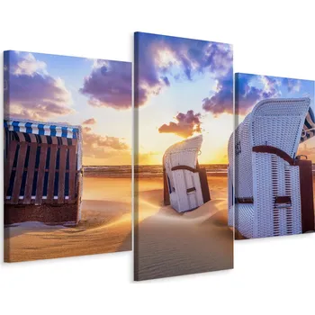 Obraz Obraz Triptych PLÁŽOVÉ KOŠE Krajina 3D 90x60