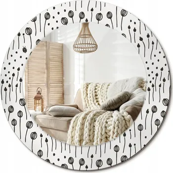 Zrcadlo Zrcadlo nástěnné s ozdobným skleněným rámem fi 50 cm Květinový vzor