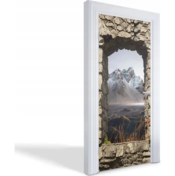 Fototapeta Samolepka s dekorativním potiskem na dveře Horský výhled z okna 95x205 cm