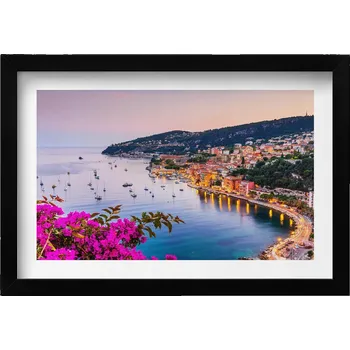 Obraz Dekorativní nástěnný obraz v černém rámu Azurové pobřeží 30x20 cm