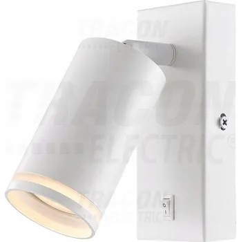 TRACON Nástěnný reflektor s vypínačem, nastavitelný, bílý, 1xGU10 SPGU10LFW