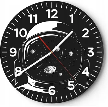 Hodiny Kuchyňské nástěnné hodiny 30x30 Astronaut Moderní skleněné hodiny Tiché