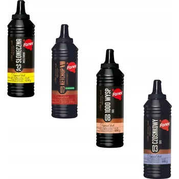 Omáčka Fanex Malá sada omáček, česneková omáčka , kečup, hořčice ostrůvky, 490 g, sada 0,7