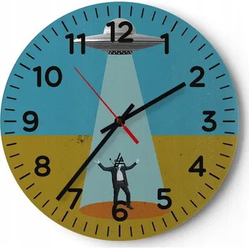 Hodiny Nástěnné hodiny do kuchyně 30x30 Ufo Skleněné hodiny do obýváku Loft Tiché