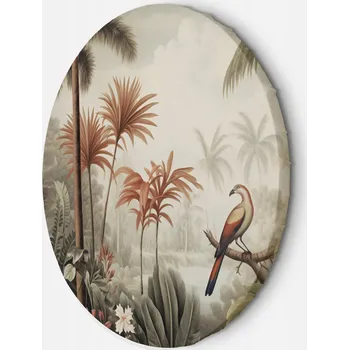 Obraz KULATÝ OBRAZ Tropický pták v džungli DO OBÝVÁKU 60x60