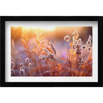 Obraz Dekorativní obraz v rámu do obýváku Boho trávy při východu slunce 30x20 cm
