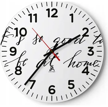 Hodiny Kuchyňské nástěnné hodiny 30x30 Typografie Moderní skleněné hodiny Tiché