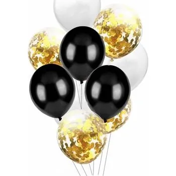 Balónek Balónky konfetové 18 40 let ČERNÉ ZLATÉ BÍLÉ 21 Ks