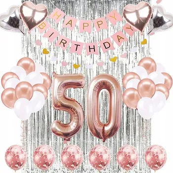 Balónek BALÓNKY SADA narozeninové 50 LET RŮŽOVÉ ZLATO