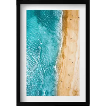 Obraz Nástěnný dekorativní foto obraz v černém rámu Moře pláž lidé 40x60 cm