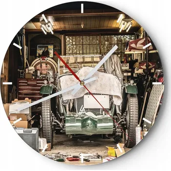 Hodiny Velké nástěnné hodiny na zeď 40x40 Auto Skleněné hodiny Kulatý Tiché
