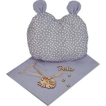 Polštář Vaflová deka ZAVINOVAČKA 100x75 cm + POLŠTÁŘ s oušky, BAVLNA, Sada pro novorozence