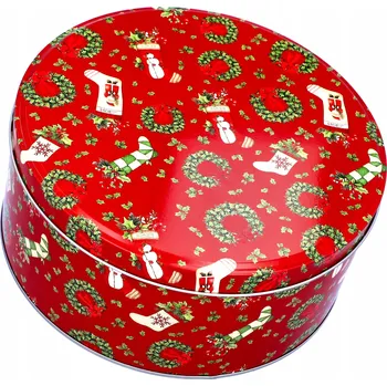 Vánoční dekorace Vánoční plechovka, vánoční dóza na svátky, na Dárek, 20 cm, kovová