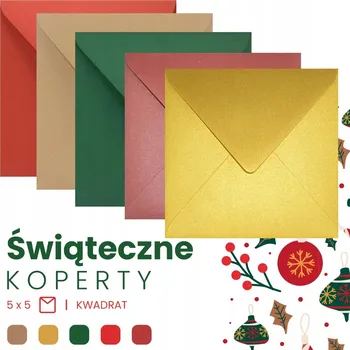 Obálka Kvadratické barevné obálky - mix Vánoční, 25 Ks.