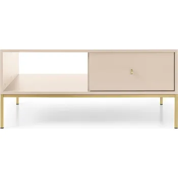 Konferenční stolek Moderní konferenční stolek do obývacího pokoje 103 cm, pískově béžová, zlatý rám
