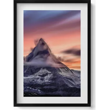 Obraz Dekorativní obraz v rámu na zeď Osamělá hora při západu slunce 50x70 cm