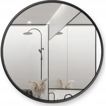 Zrcadlo Kulaté Zrcadlo 90 cm v černém rámu s LED podsvícením, styl Loft