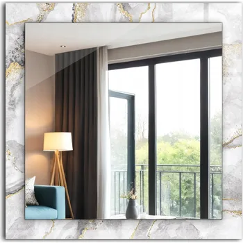 Zrcadlo Koupelnové zrcadlo nástěnné s dekorativním skleněným rámem 60x60 Mramor se žilkami
