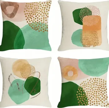 Povlak na dekorativní polštářek Dekorační lněné povlaky na polštáře 45x45 cm barevné, sada 4 kusů