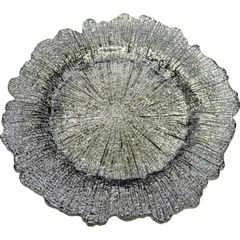 Servírovací tác Ewax stříbrný skleněný 33 cm