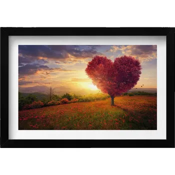 Obraz Dekorativní nástěnný obraz s grafikou Strom lásky ve tvaru srdce 30x20 cm