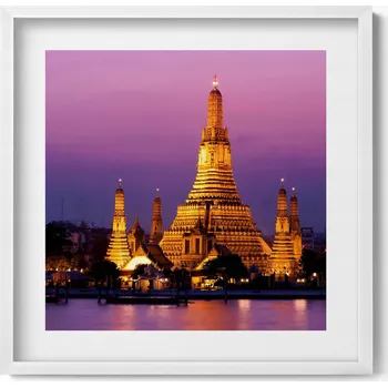 Obraz Závěsný obraz rámeček bílé barvy Chrám v Bangkoku Thajsko 50x50 cm