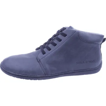 Pánská treková obuv Stitch a Walk Pánské kožené kotníkové boty Barefoot černé Velikost: 44