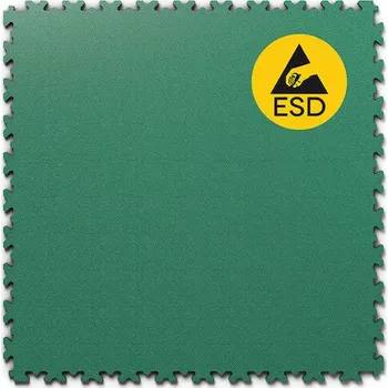 Dlažba Zelená plastová (PVC) zátěžová dlažba Fortelock Industry ESD (kůže) - délka 51 cm, šířka 51 cm, výška 0,7 cm