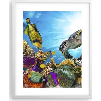 Obraz Obraz plakát na zeď v bílém rámu 40x50 útes moře plakáty do obýváku