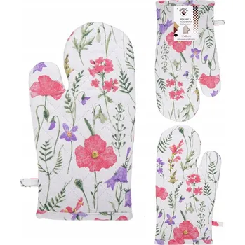 Chňapka Kuchyňská chňapka textilní silná NICOLE 100% bavlna bílá s barevnými květy