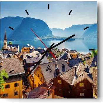 Hodiny Velké nástěnné hodiny 40x40 Krajina Skleněné hodiny Tiché