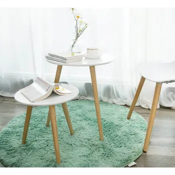 Konferenční stolek Odkládací stolek sada 2 kusů | bílá a přírodní