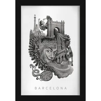 Obraz Dekorativní nástěnný obraz do obýváku, kuchyně Černobílý Barcelona 20x30 cm