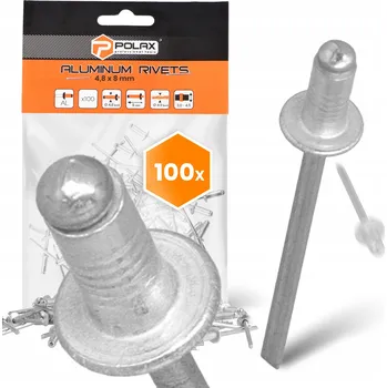 Nýt 100x Trhací nýty 4,8x8 mm HLINÍKOVÉ Pozinkované OCELOVÉ ODOLNÉ Nýt 9T