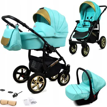 Kočárek Dětský kočárek 3v1 BabyLux GoldLux sporťák, hluboká korba, autosedačka