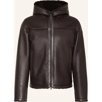 Pánská bunda Moncler Pánská Kožená Bunda Charnassere, tmavě hnědá, 48