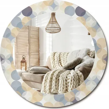 Zrcadlo Zrcadlo s potiskem do koupelny ložnice obývacího pokoje fi 60 cm Geometrická kolečka