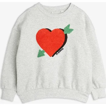 Dívčí mikina Mikina přes hlavu Heart Grey Melange Mini Rodini velikost: 92/98