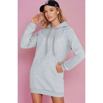 Dámské oblečení Dámská světle šedá dlouhá oversize mikina / šaty TIMMY EY2559 Velikost: L
