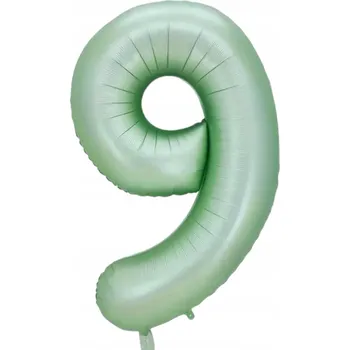 Balónek VELKÝ ZELENÝ Fóliový Balón ČÍSLICE 9 100cm PISTÁCIOVÁ zeleň PASTELOVÁ