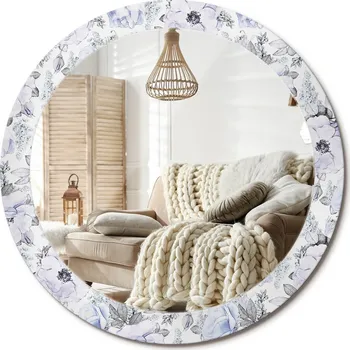 Zrcadlo Zrcadlo s potiskem do koupelny, kuchyně, předsíně - Modré růže, průměr 80 cm