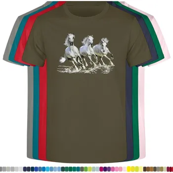 panske-levne-bavlnene-tricko-potisk-tri-bile-kone Barva: Khaki, velikost: XL